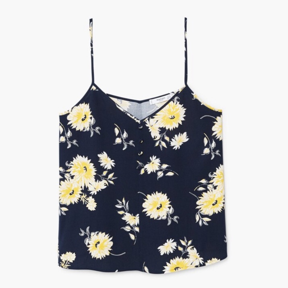 Mango NWT cami navy and yellow floral
